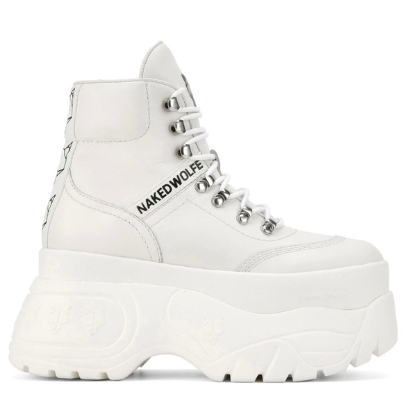 NAKED WOLF SPIKE WHITE LEATHER - Picture 1 of 4